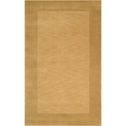 Hand crafted Gold Tone on tone Bordered Wool Rug (5 X 8)