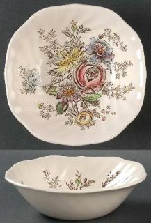 Johnson Brothers Sheraton (Floral Center) Square Cereal Bowl, Fine China Dinnerw