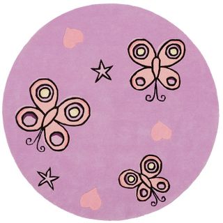 Hand tufted Kids Butterfly Rug (5 Round) (PurplePattern AnimalMeasures 0.625 inch thickTip We recommend the use of a non skid pad to keep the rug in place on smooth surfaces.All rug sizes are approximate. Due to the difference of monitor colors, some ru