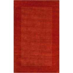 Hand crafted Orange Tone on tone Bordered Pechora Wool Rug (76 X 96)