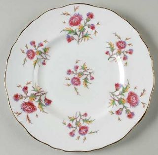 Royal Cauldon Thistle Salad Plate, Fine China Dinnerware   Pink/Blue Flowers,Gre