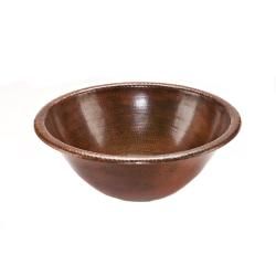 Round Self Rimming Hammered Copper Sink (Oil rubbed bronzeInstallation Type Self rimmingCountertop Depth Minimum 20 inches front to backMaterial Gauge 17 Gauge or .045 inchesDrain Size 1.5 inches non overflowDRAIN SOLD SEPARATELYFaucet Mounting Vesse