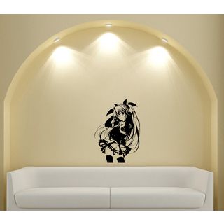 Japanese Manga Girl Form Schoolgirl Vinyl Wall Sticker (Glossy blackEasy to applyInstructions includedDimensions 25 inches wide x 35 inches long )