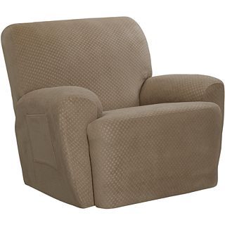 Stretch Dot 4 pc. Recliner Slipcover Set, Tan