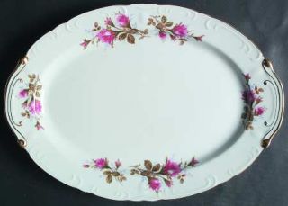Lipper & Mann (L & M) Pompadour Rose (Gold Trim) 16 Oval Serving Platter, Fine