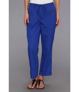 Caribbean Joe Rolled Hem Capri w/ Stitch Detail Womens Casual Pants (Blue)