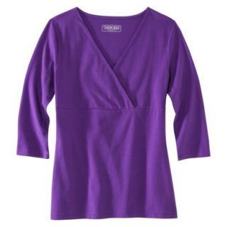 Womens Double Layer 3/4 Sleeve Tee   Royal Purple   L