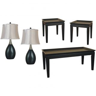 Scottsdale Matte Black 5 piece Table And Lamp Set