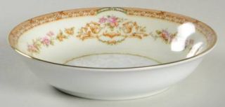 Narumi Nar24 Fruit/Dessert (Sauce) Bowl, Fine China Dinnerware   Green & Tan Edg