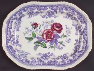 Spode Mayflower 13 Oval Serving Platter, Fine China Dinnerware   Floral Center,