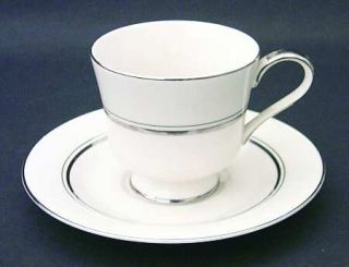 Royal Castle Brighton Footed Cup & Saucer Set, Fine China Dinnerware   Platinum