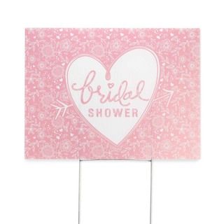 Pink Bridal Shower Yard Sign (White/ pinkMaterials Foam core boardIncludes One (1) sign, metal stakesDimensions 23.5 inches x 17.5 inches x 0.2 inch )