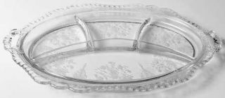 Cambridge Rose Point Clear Handled 4 Part Oblong Relish Dish   Stem 3121,Clear,E
