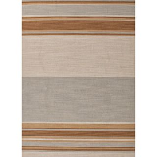 Handmade Flat Weave Stripe Pattern Green Rug (2 X 3)
