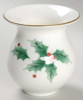 Mikasa Ribbon Holly 3 Vase, Fine China Dinnerware   Holly & Berry Design, Gold