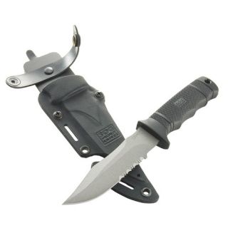 SOG Knives M37K SEAL Pup Partially Serrated Fixed Blade Knife with Kydex Sheath Gray Powder Coated