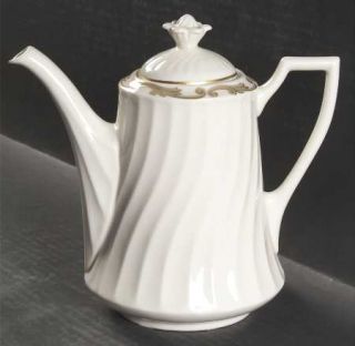 Syracuse Baroque Gray Coffee Pot & Lid, Fine China Dinnerware   Gray/Gold Scroll