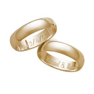 Gold Over Sterling Silver Personalized 5Mm. Band With Message Inside   7