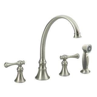 Kohler K 16109 4a bn Vibrant Brushed Nickel Revival Kitchen Sink Faucet With 9 3/16 Spout, Sidespray And Traditional Lever Hand
