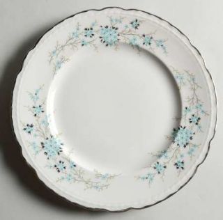 Royal Jackson Lorelei Salad Plate, Fine China Dinnerware   Blue Flowers, Black &