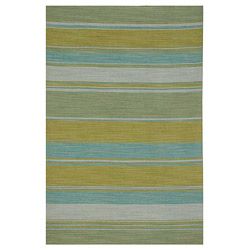 Flat Weave Green Wool Rug (5 X 8)