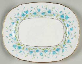 Coalport Harebell Turquoise 12 Oval Serving Platter, Fine China Dinnerware   Tu