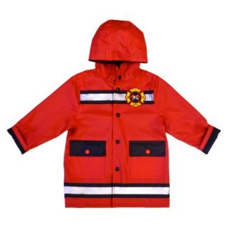 Raindrops Infant Toddler Boys Fire Man Raincoat   Red 3T