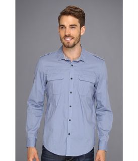 Calvin Klein Jeans Solid Military L/S Button Down Mens Long Sleeve Button Up (Blue)
