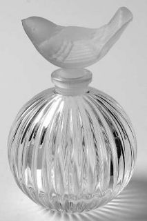 Sasaki Wings Round Perfume Bottle and Stopper   Frosted Wings Stem, Clear Bowl