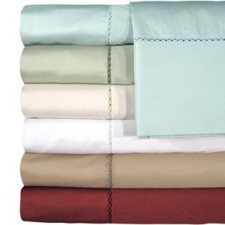 American Heritage 500tc Set of 2 Egyptian Cotton Sateen Embroidered Pillowcases,