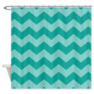  Teal Chevron Striped Shower Curtain  Use code FREECART at Checkout