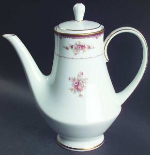 Noritake Bordeaux Coffee Pot & Lid, Fine China Dinnerware   Red/Brown Band, Flow