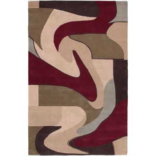 Hand tufted Portici Maroon Abstract Wool Rug (9 X 13)