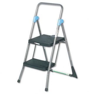 Cosco Commercial Gray Tubular steel Framed Folding Two step Ladder (GreyNumber of steps TwoDuty rating 300 poundsCompliance standards ANSI Type 1A, OSHA Dimensions 39.5 inches high x 22.5 inches wide Metal ladders conduct electricity. Do not use where