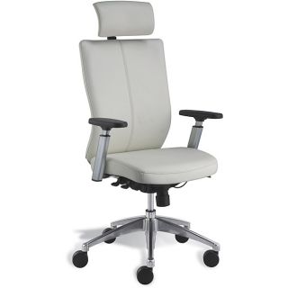 Modern White Leather Office Chair (White leatherMaterials Aluminum baseSeat Height 18 to 21 inchesAdjustable height Seat and back adjustFeatures Commercial gradeHighly ergonomic4 point cable system Armrest side back/forth and side to sideWheels Easy 