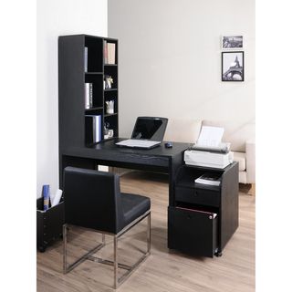 Furniture Of America Zayo Black Finish Office Desk With Bookshelf (Black finishMaterials MDF, wood veneerVersatile bookshelf that can be placed on top or next to the office tableSpace saver for large or tight office spaceBookshelf features multi open she