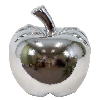 Small Silvertone Ceramic Apple (5.5 inches high x 5 inches wideUPC 877101506112For Decorative Purposes OnlyDoes Not Hold Water CeramicSize 5.5 inches high x 5 inches wideUPC 877101506112For Decorative Purposes OnlyDoes Not Hold Water)
