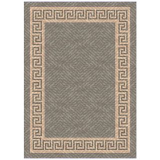 Woven Indoor/ Outdoor Greek Key Grey/ Beige Patio Rug (53 X 76)