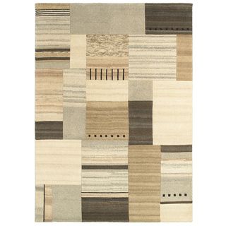 Hand knotted Contemporary Abstract pattern Natural/ Beige Wool Rug (8 X 10)