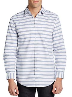 Horizontal Striped Sportshirt   Blue White