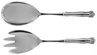 Towle Newport Shell (Strl, 1910, No Monograms) 2 Pc Salad Set with Stainless Bow
