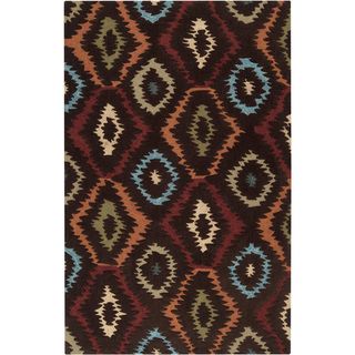 Hand tufted Ikat Diamond Nomad Brown Rug (2 X 3)