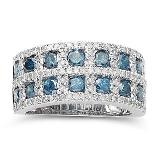 Closeout EFFY 2 CT. T.W. White & Color Enhanced Blue Diamond Ring, Wg, Womens