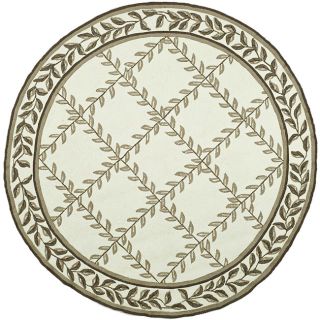 Hand hooked Trellis Ivory/ Olive Polypropylene Rug (8 Round) (IvoryPattern Floral Tip We recommend the use of a non skid pad to keep the rug in place on smooth surfaces.All rug sizes are approximate. Due to the difference of monitor colors, some rug col