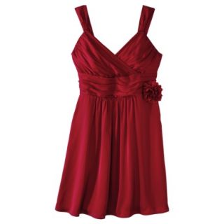 TEVOLIO Womens Satin V Neck Dress with Removable Flower   Spotlight Red   6