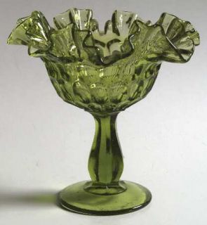 Fenton Thumbprint Colonial Green Round Compote   Height x Width   Colonial Green