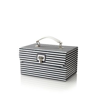 Morelle Navy Amanda Striped Cosmetic Jewelry Case (Black/ white Pattern StripeDimensions 8 inches high x 7 inches wide x 12 inches long )