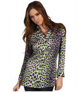Just Cavalli Leopard Print Blouse Womens Long Sleeve Button Up (Purple)