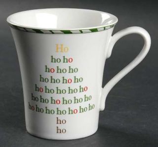 222 Fifth (PTS) Ho Ho Ho Christmas Mug, Fine China Dinnerware   Green And Red Le
