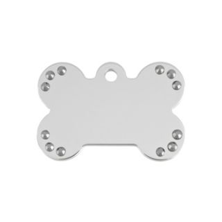Small Black Crystal Bone Personalized Engraved Pet ID Tag, 1 3/8 W X 3/4 H